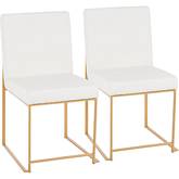 High Back Fuji Dining Chair in White Leatherette & Brushed Gold (Set of 2)